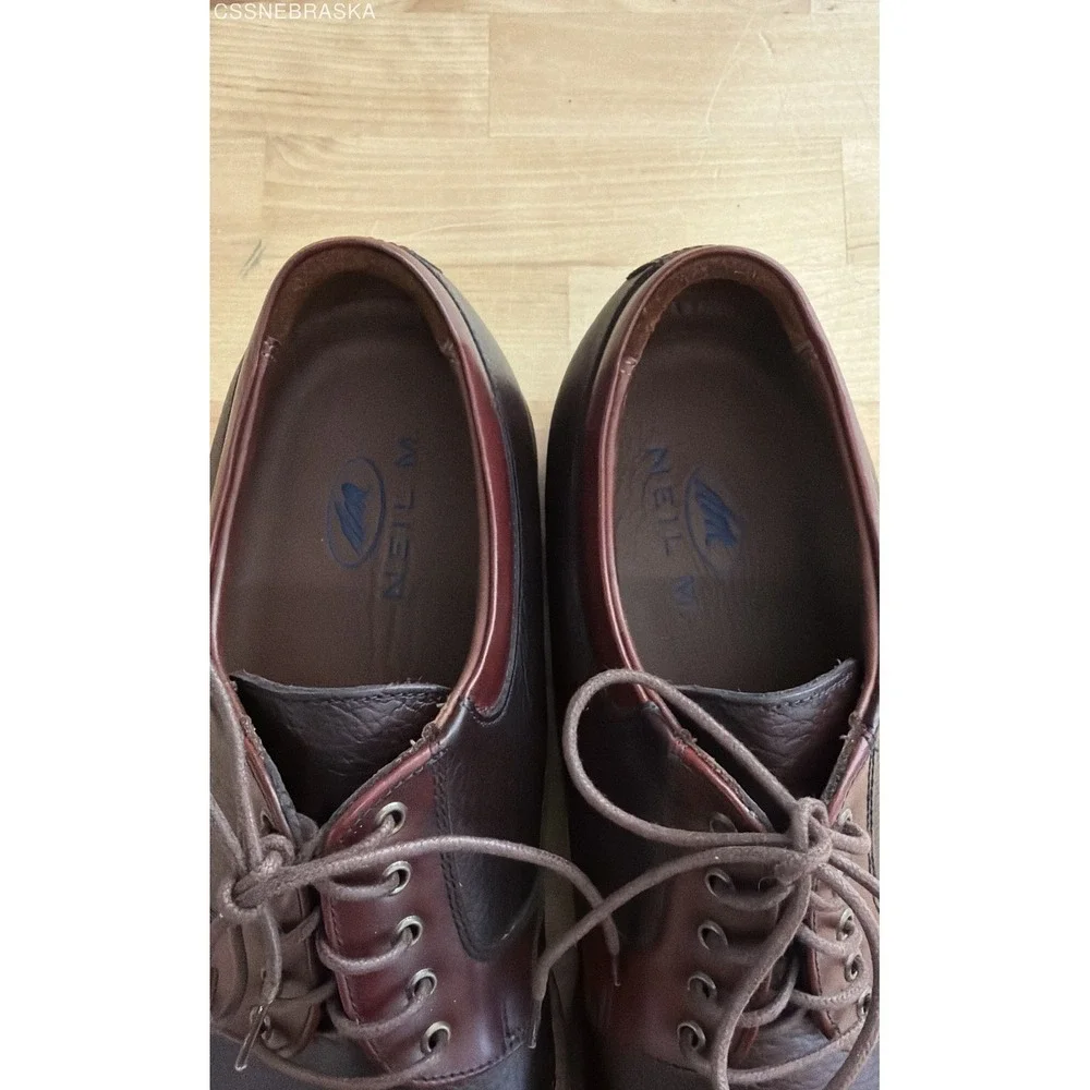 Neil M. 990002‎ Brown Burgundy Leather Derby Shoes Made in USA Men's Size 8 D